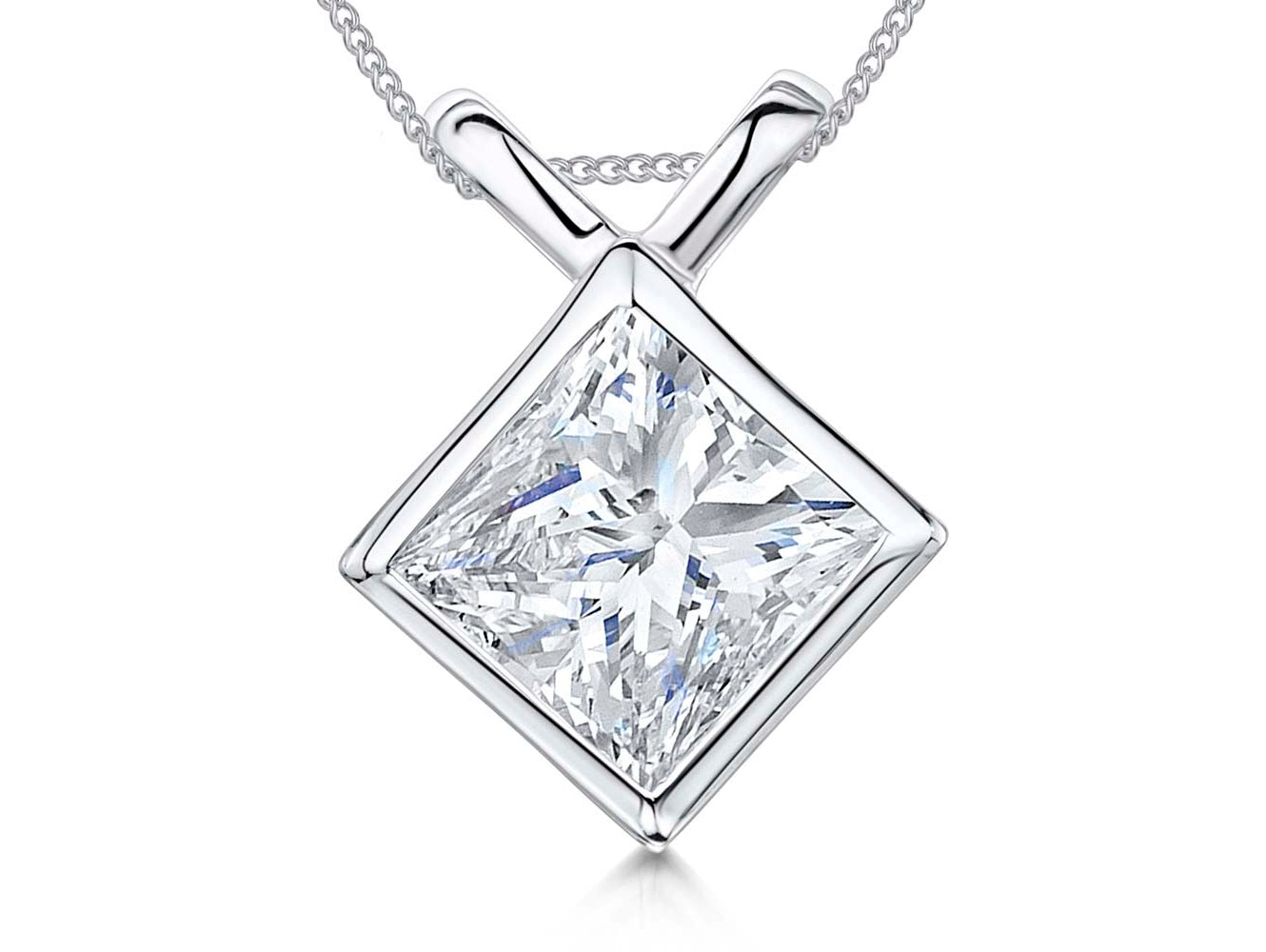 Sterling Silver Square Solitaire Bow Bale Pendant