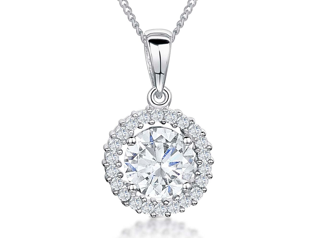 Sterling Silver Round Halo Pendant