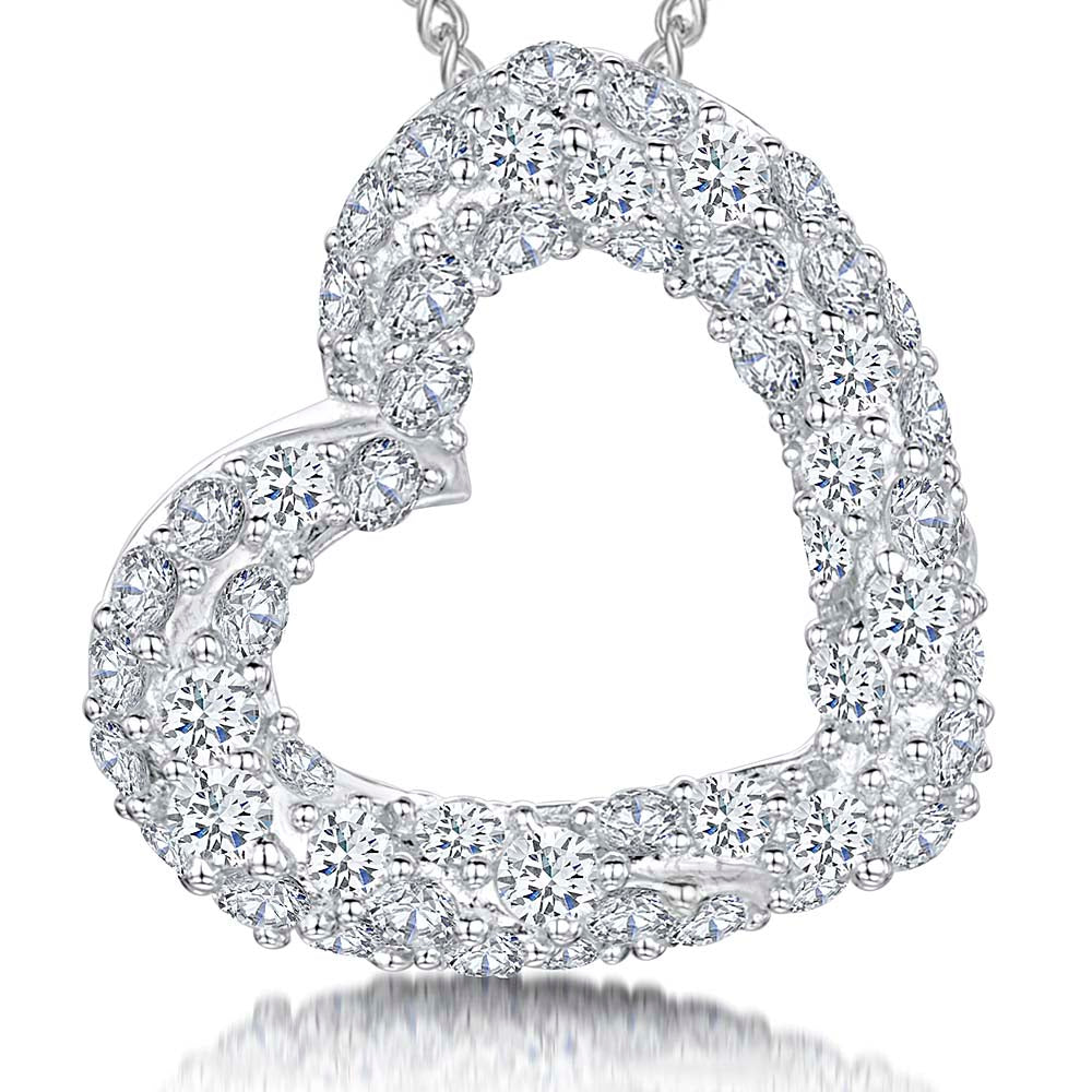 Sterling Silver Encrusted Open Heart Pendant