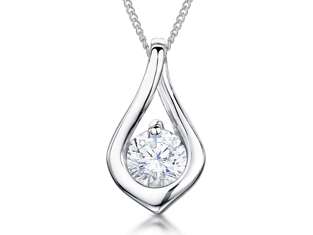 Sterling Silver Cubic Zirconia Teardrop Pendant