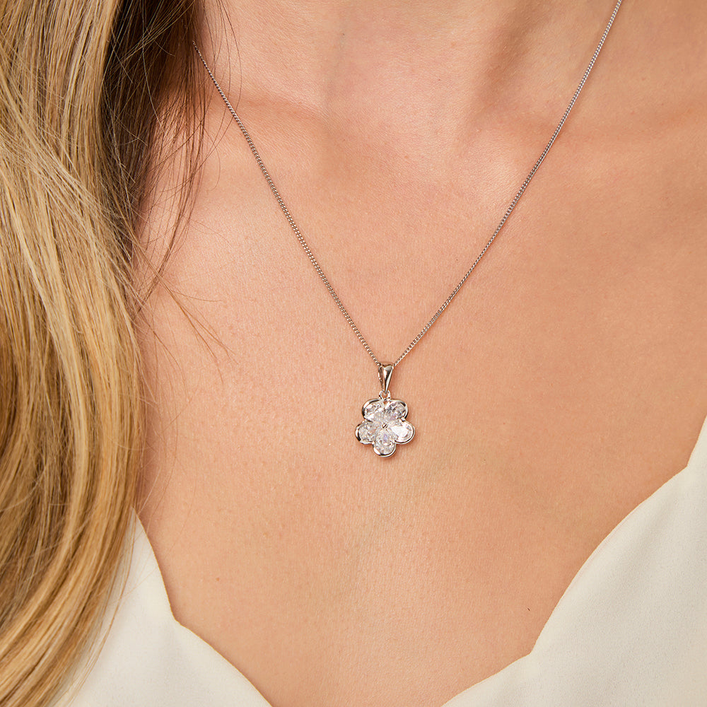 Sterling Silver Five Petal Flower Pendant