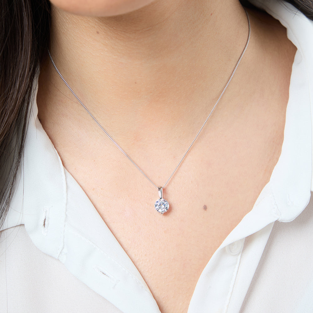 Sterling Silver 2 Carat Solitaire Pendant