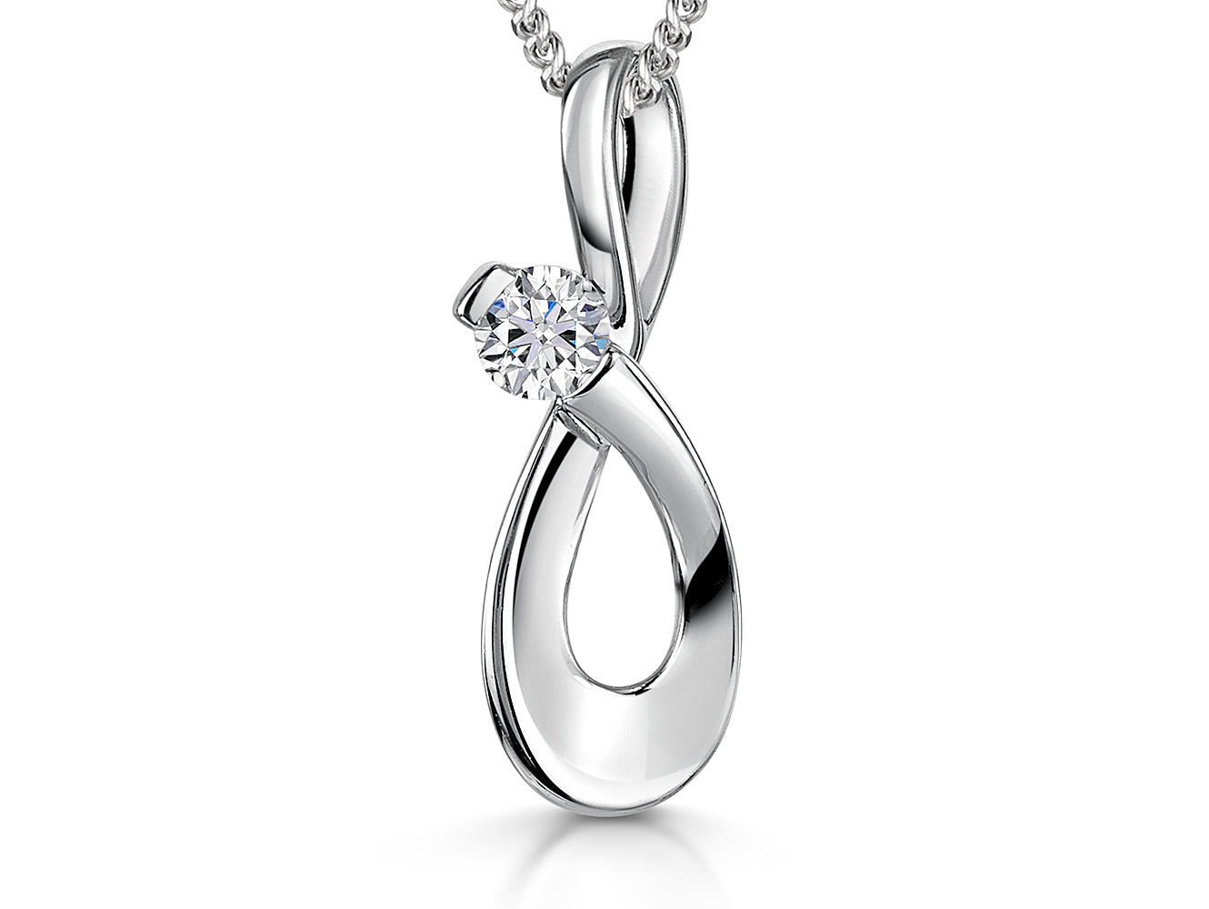 Sterling Silver Bow Pendant With Cubic Zirconia