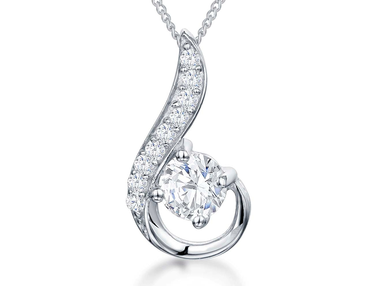 Sterling Silver Curl With Central Cubic Zirconia