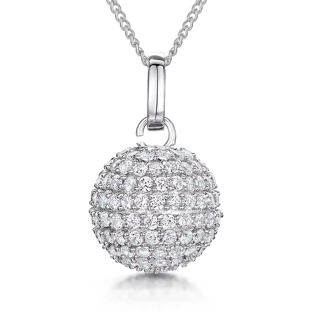 Sterling Silver Pave Disco Ball Pendant