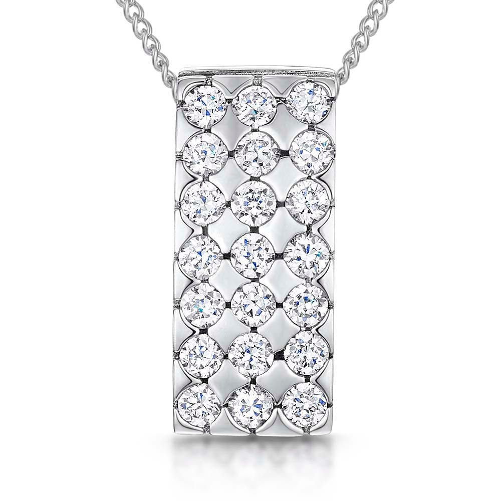 Sterling Silver Multi Stone Rectangular Pendant