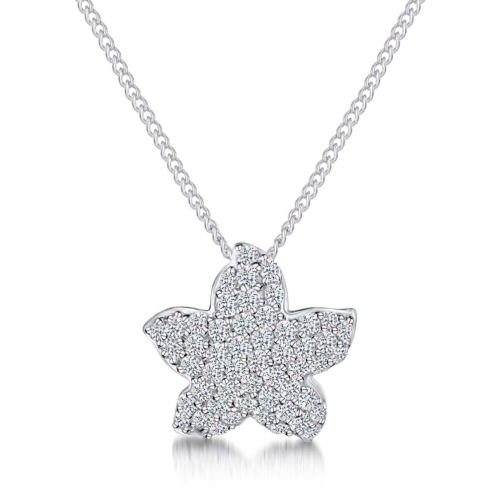Sterling Silver Pave Set Starfish Pendant