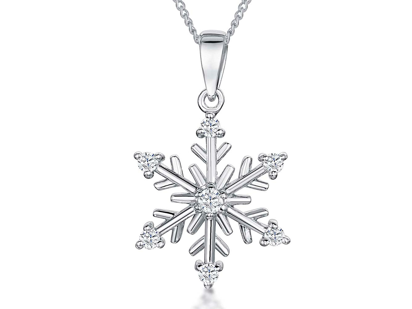Sterling Silver Cubic Zirconia Snowflake Pendant