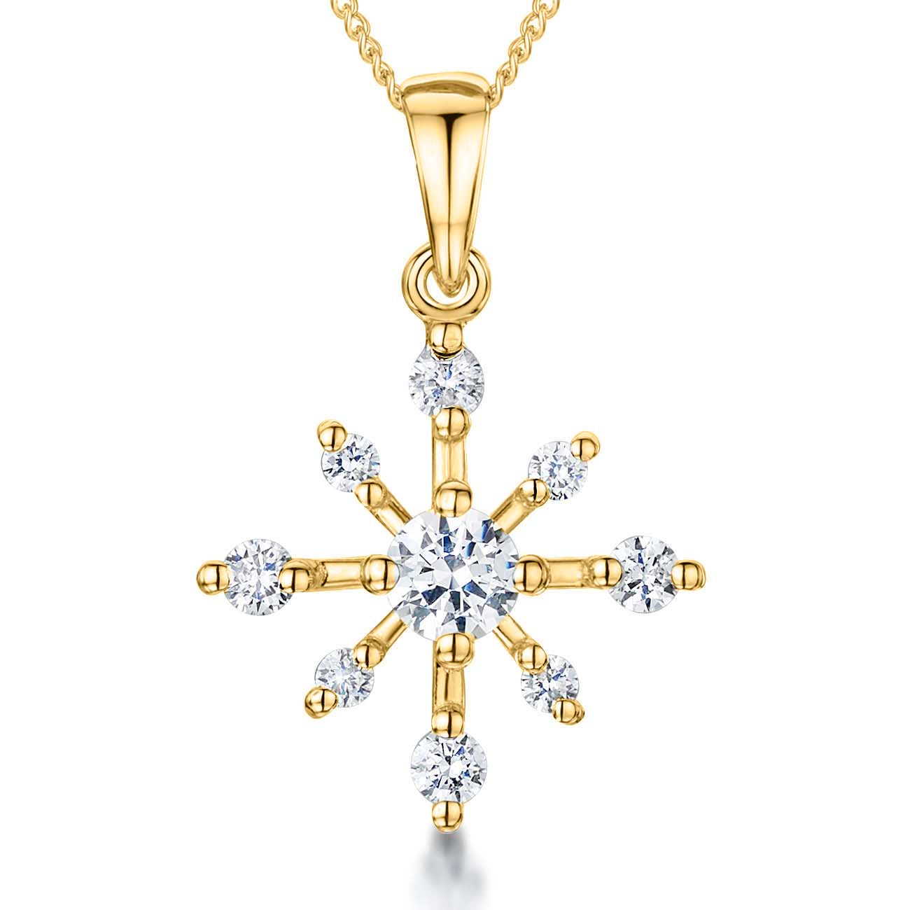 Gold Vermeil Spiky Cubic Zirconia Snowflake Pendant