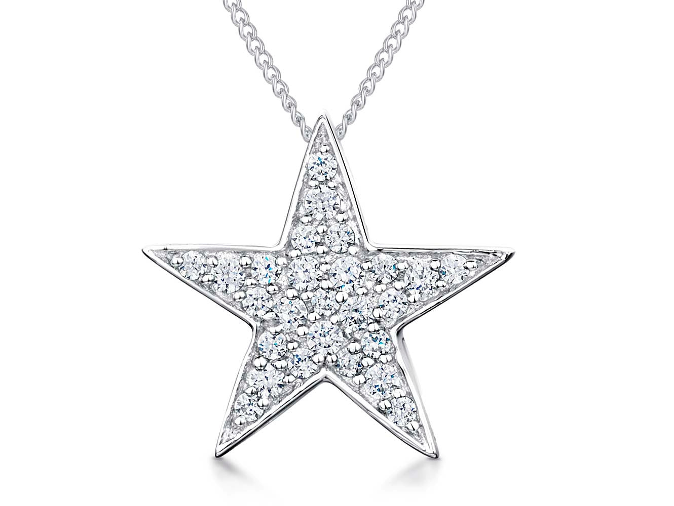Sterling Silver Single Star Pave Pendant