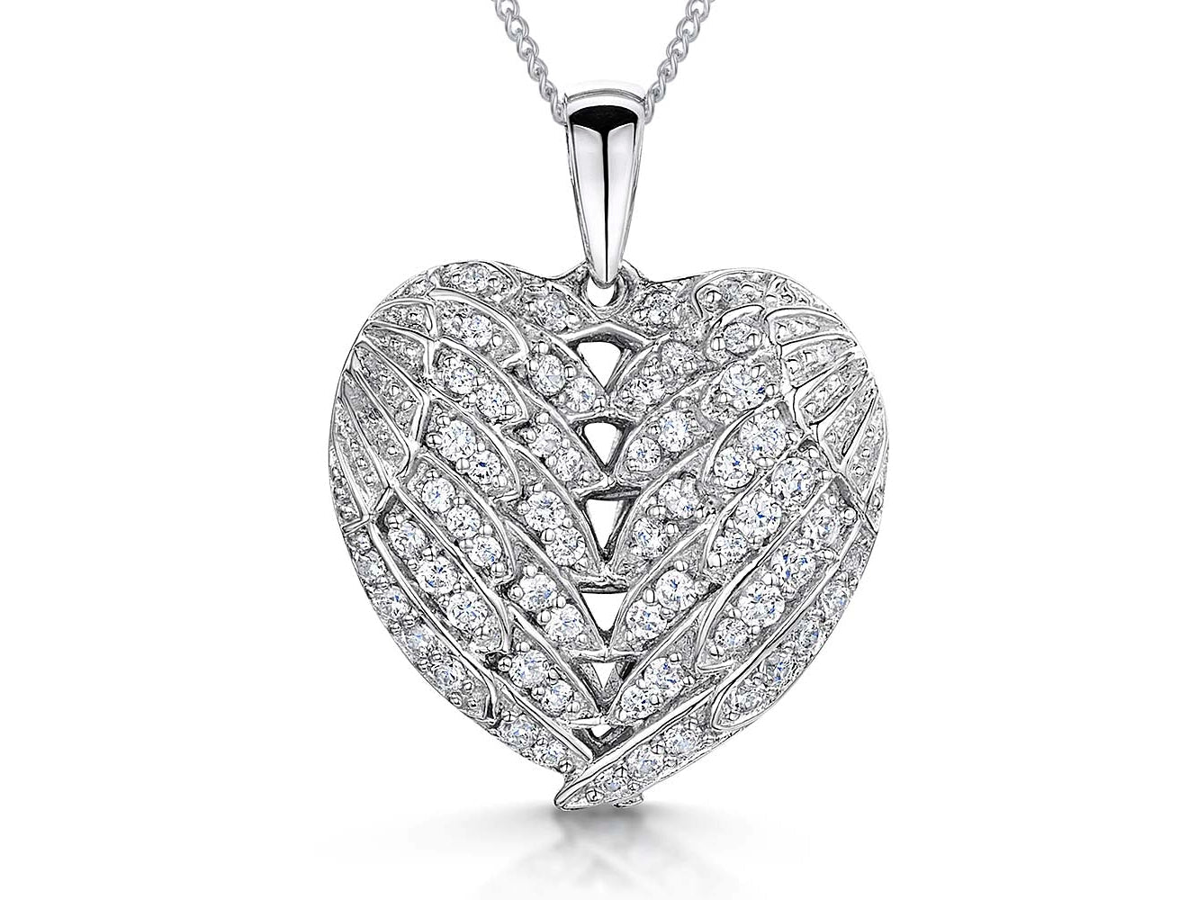 Sterling Silver Woven Angel Wing Heart Pendant