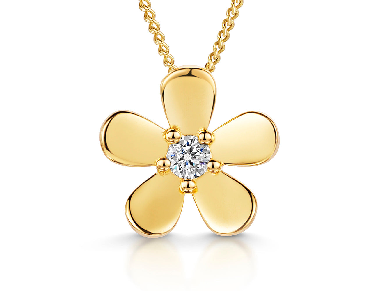 Gold Vermeil Flower Cubic Zirconia Centre Pendant