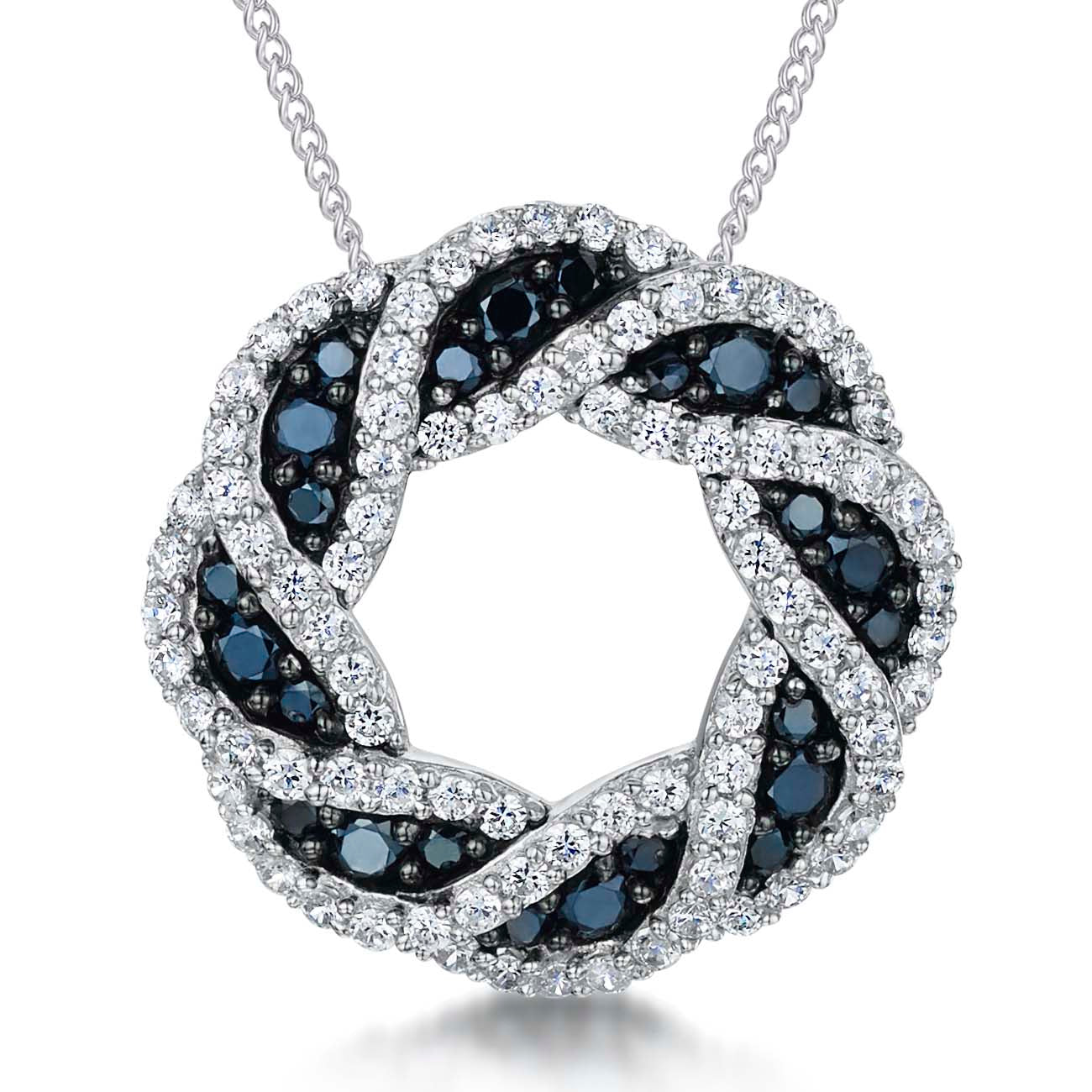 Sterling Silver Pave Set Woven Garland Pendant