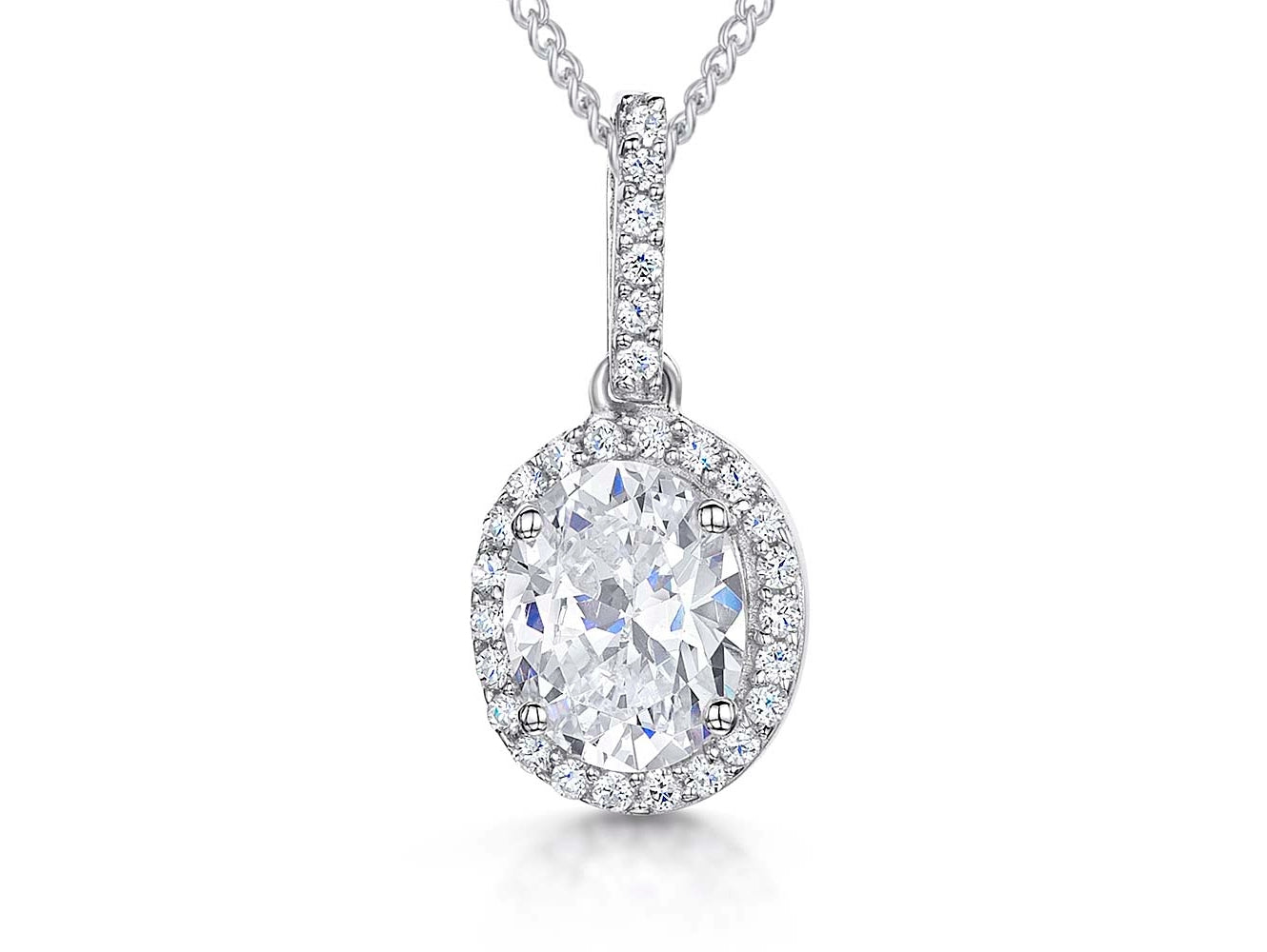 Sterling Silver Oval Halo Pendant