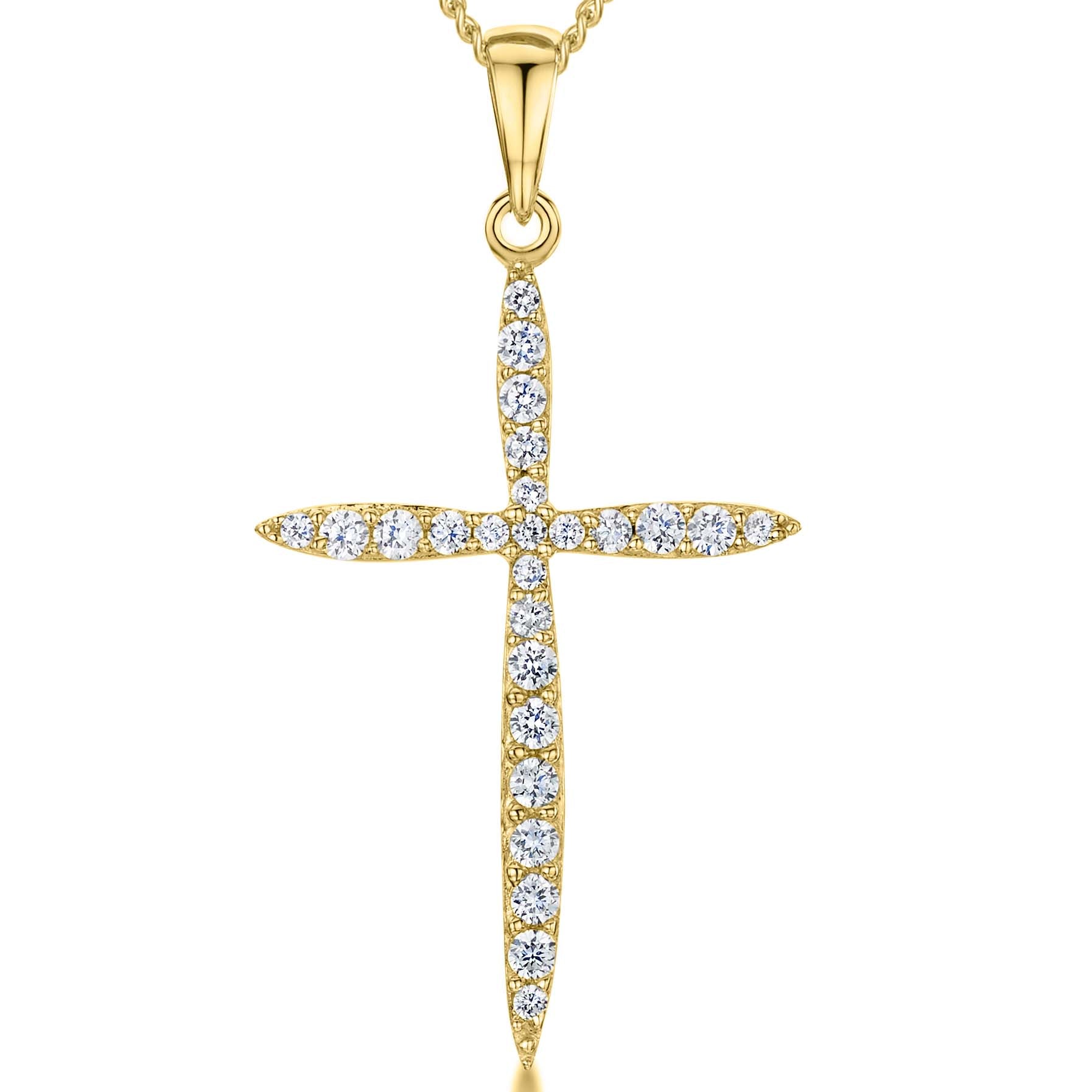Gold Vermeil Large Pointed Cross Pendant