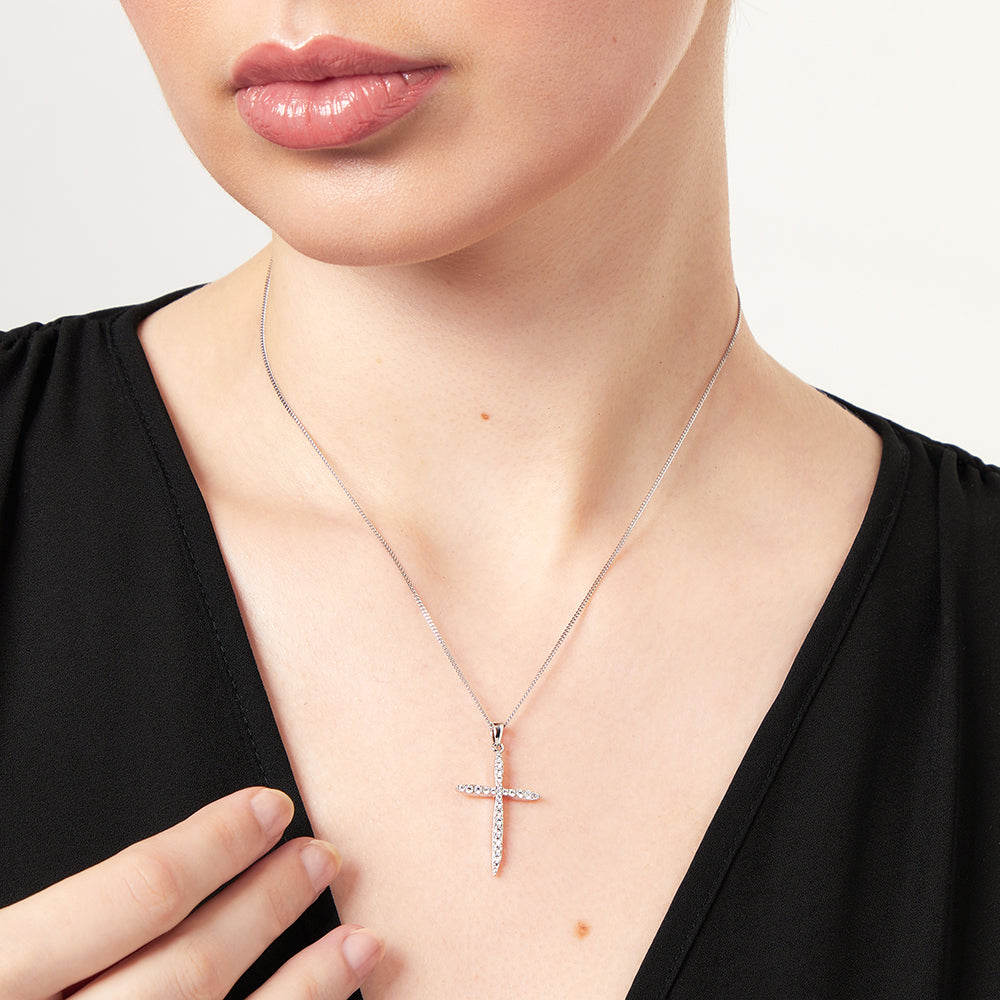 Sterling Silver Large Thin Pointed Cross