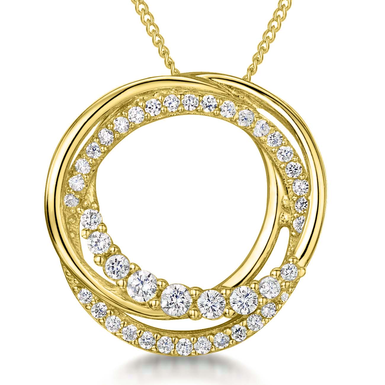 Gold Vermeil Twin Circle Cubic Zirconia Pendant