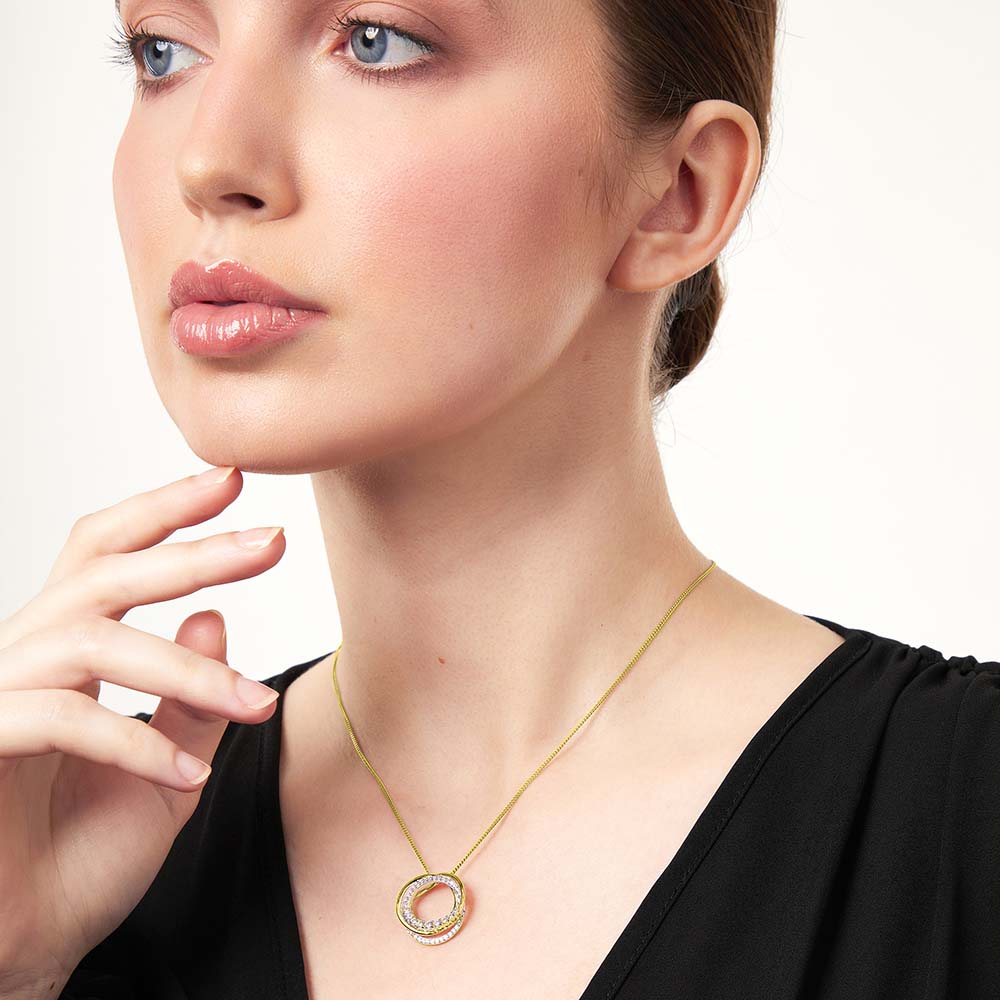 Gold Vermeil Twin Circle Cubic Zirconia Pendant