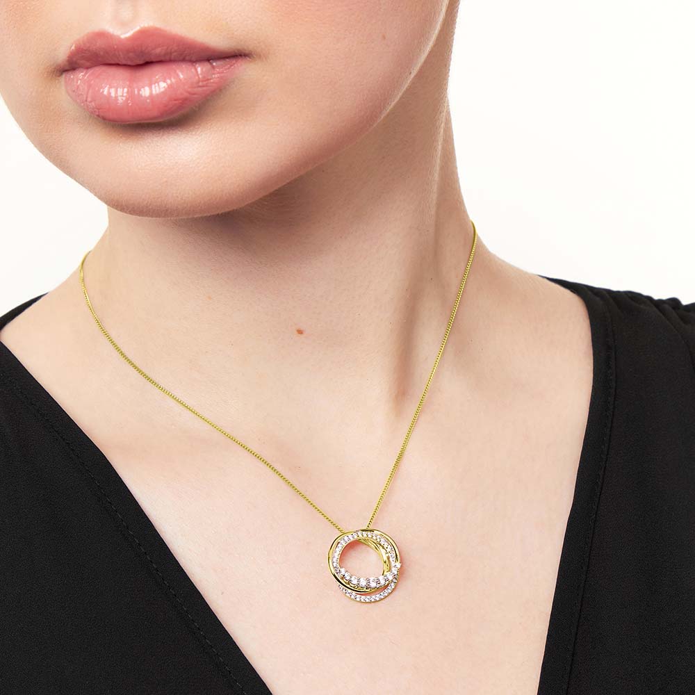 Gold Vermeil Twin Circle Cubic Zirconia Pendant