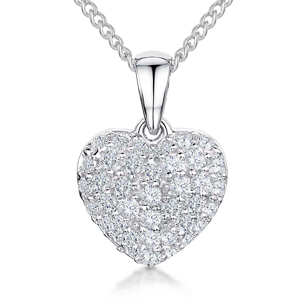 Sterling Silver Small Pave Heart Pendant
