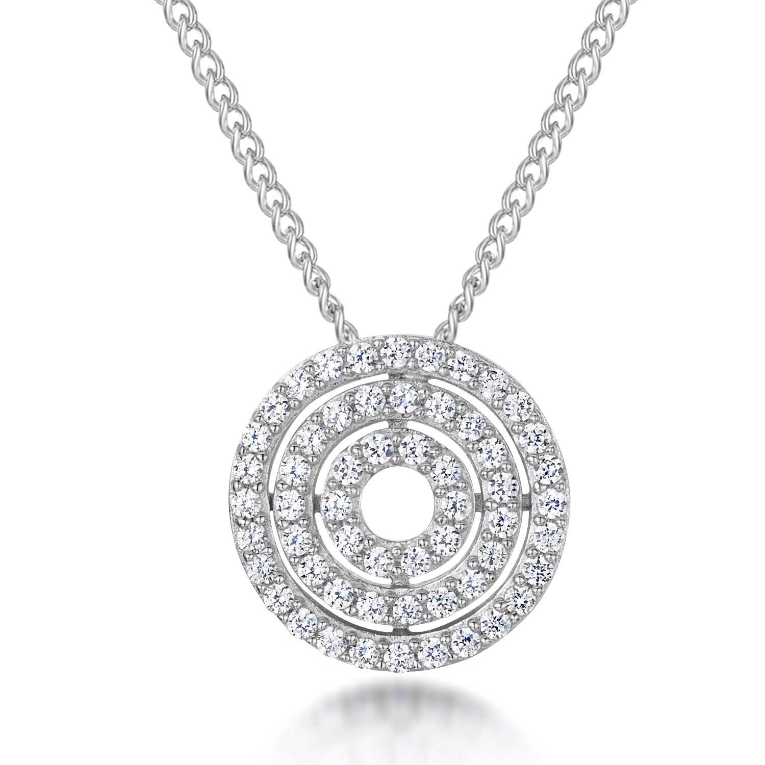 Sterling Silver Pave Set Circle Disc Pendant