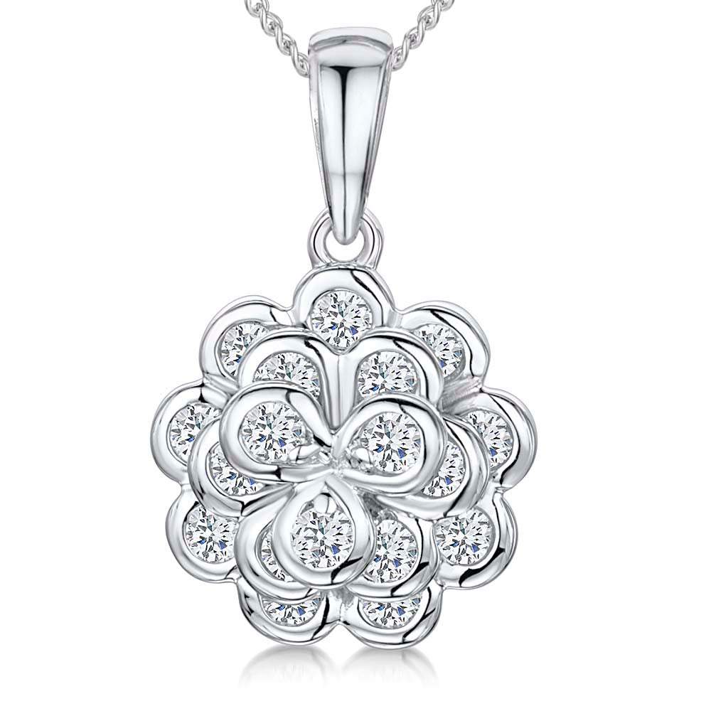 Sterling Silver Layered Flower Petal Pendant
