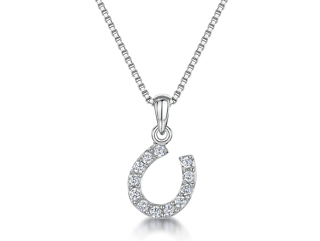 Sterling Silver Small Cubic Zirconia Horseshoe Pendant