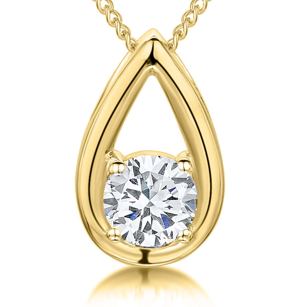 Gold Vermeil Teardrop Pendant With Single Cubic Zirconia