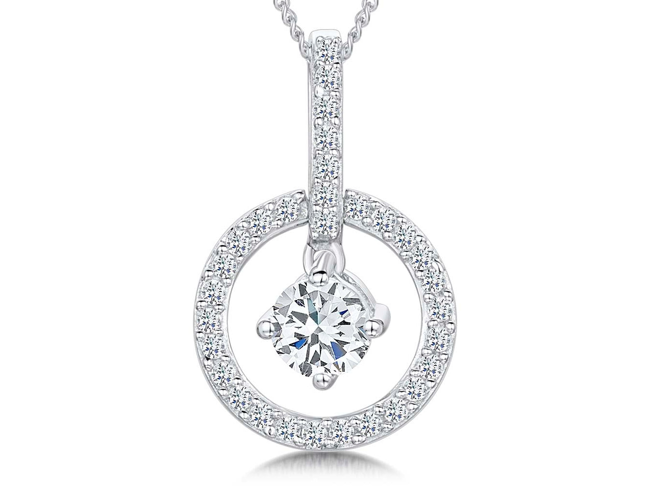 Sterling Silver Suspended Zirconia Pendant
