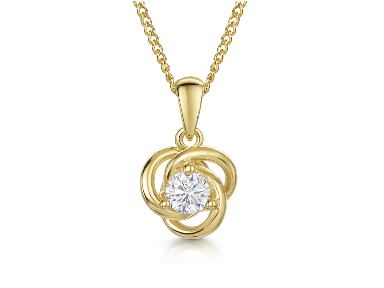 Gold Vermeil Knot Cubic Zirconia Pendant