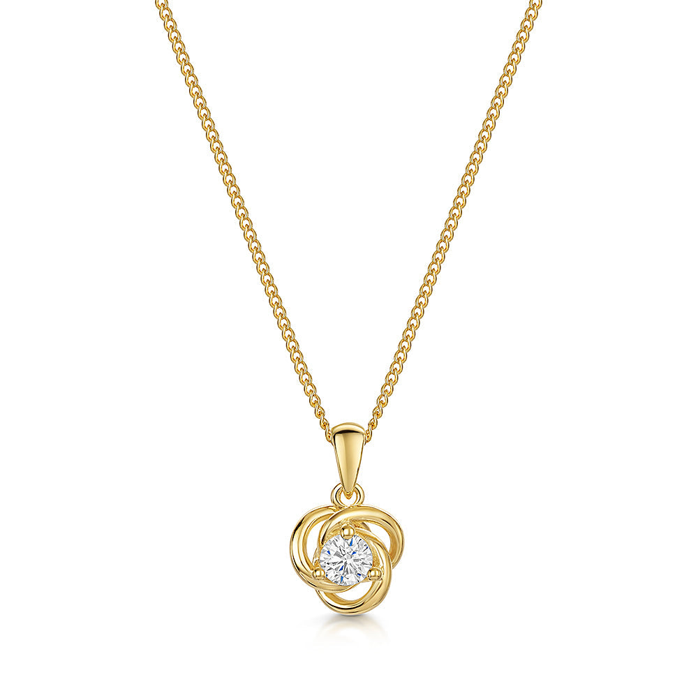 Gold Vermeil Knot Cubic Zirconia Pendant
