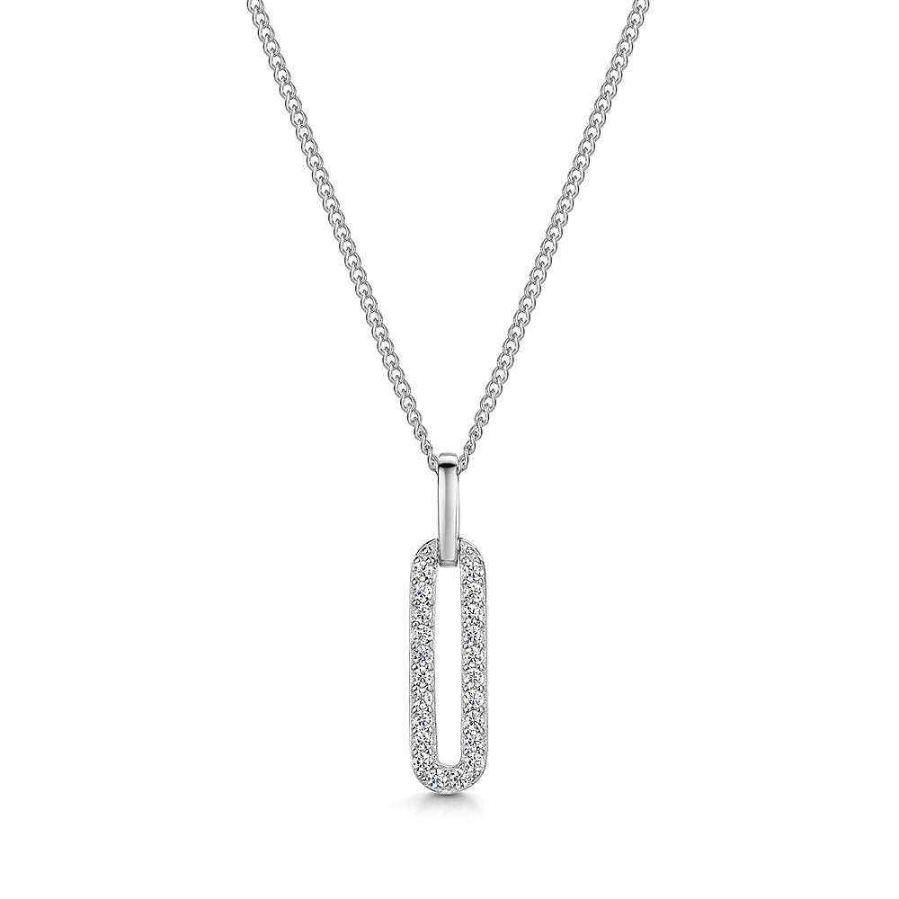 Sterling Silver Paperlink Drop Pendant