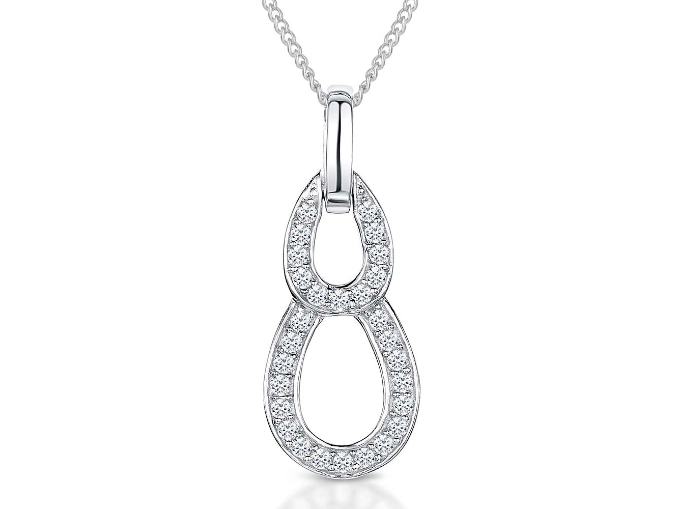 Sterling Silver Pave Set Double Link Pendant