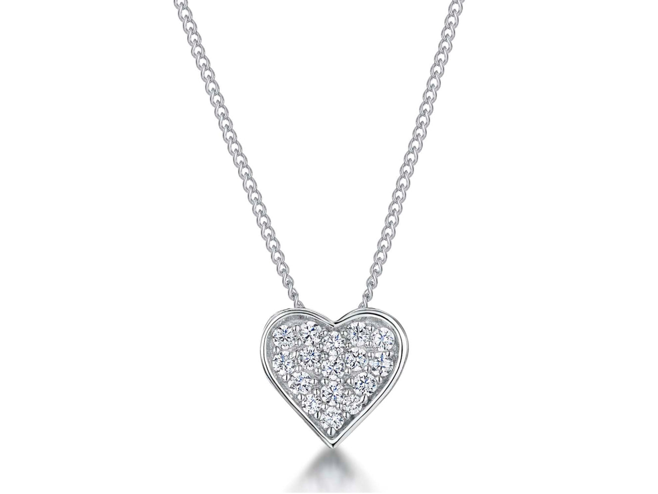Sterling Silver Pave Set Bubbly Heart Pendant