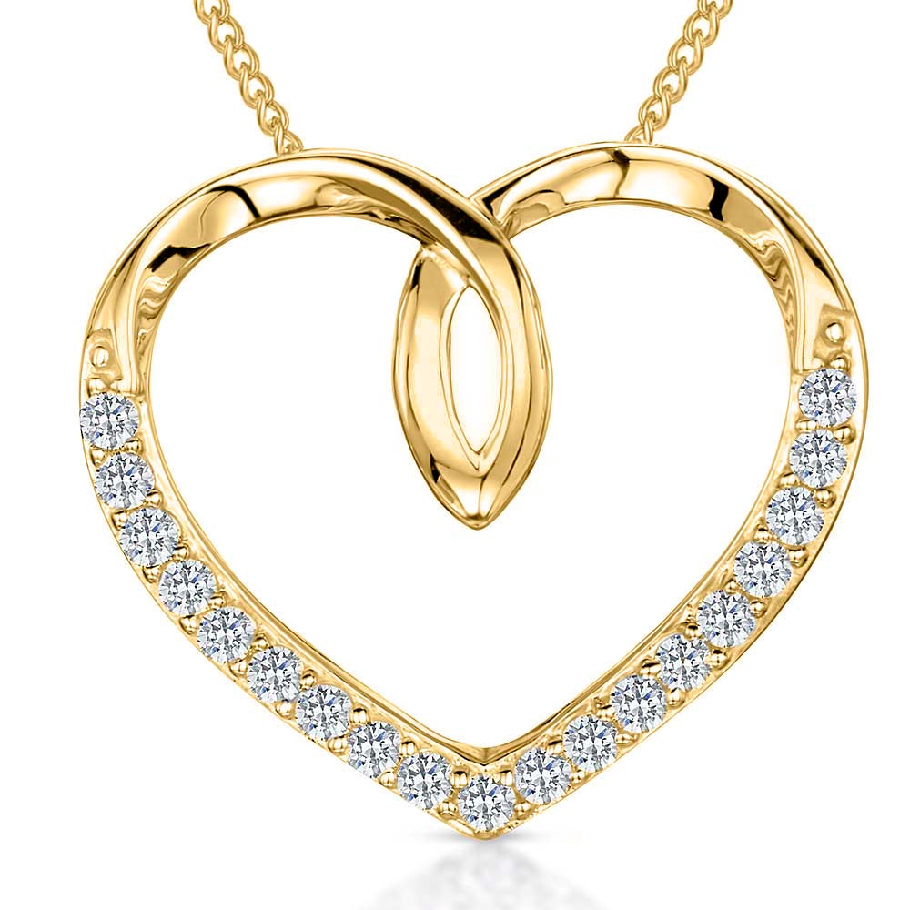 Gold Vermeil Half Set Twist Heart Pendant