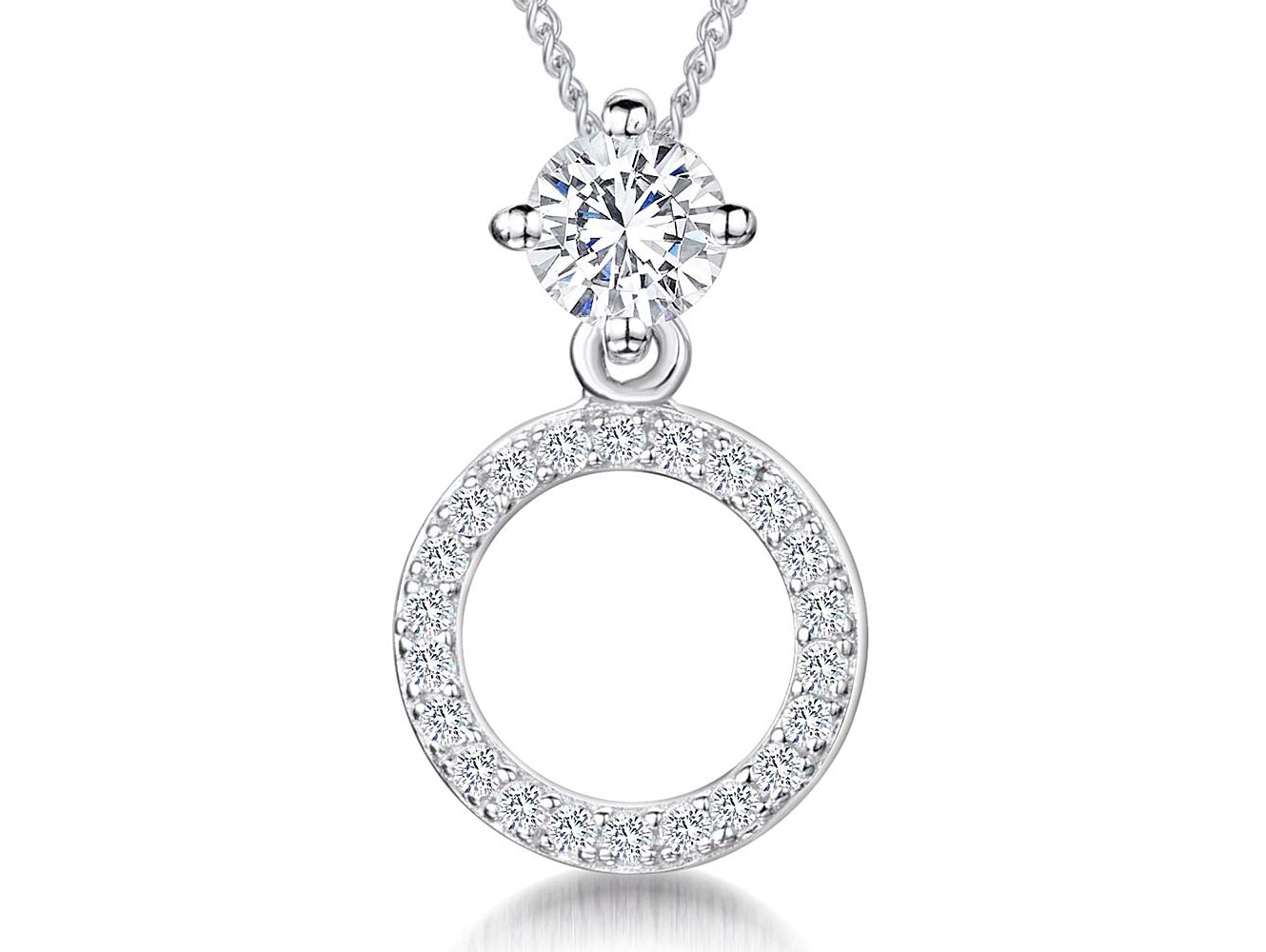 Sterling Silver Open Circle Pendant With Solitaire Bale