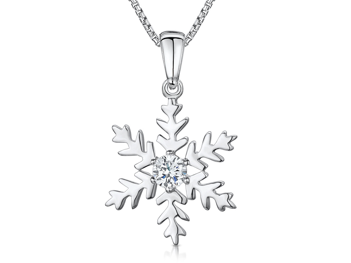 Sterling Silver Snowflake Cubic Zirconia Pendant