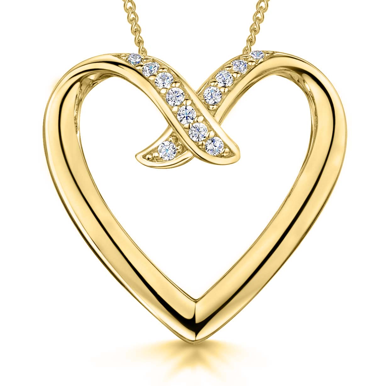 Gold Vermeil Overlapping CZ Heart Pendant