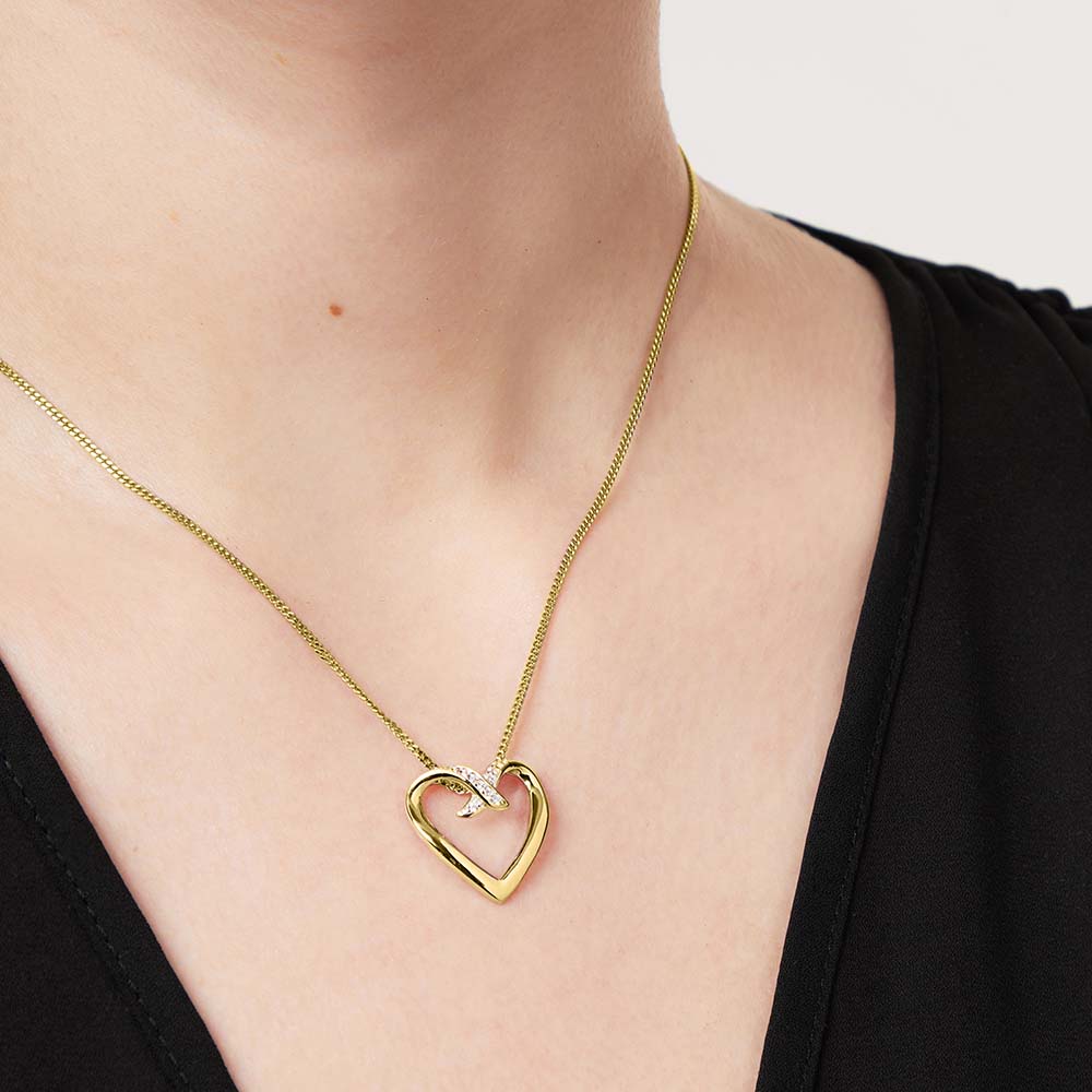Gold Vermeil Overlapping CZ Heart Pendant