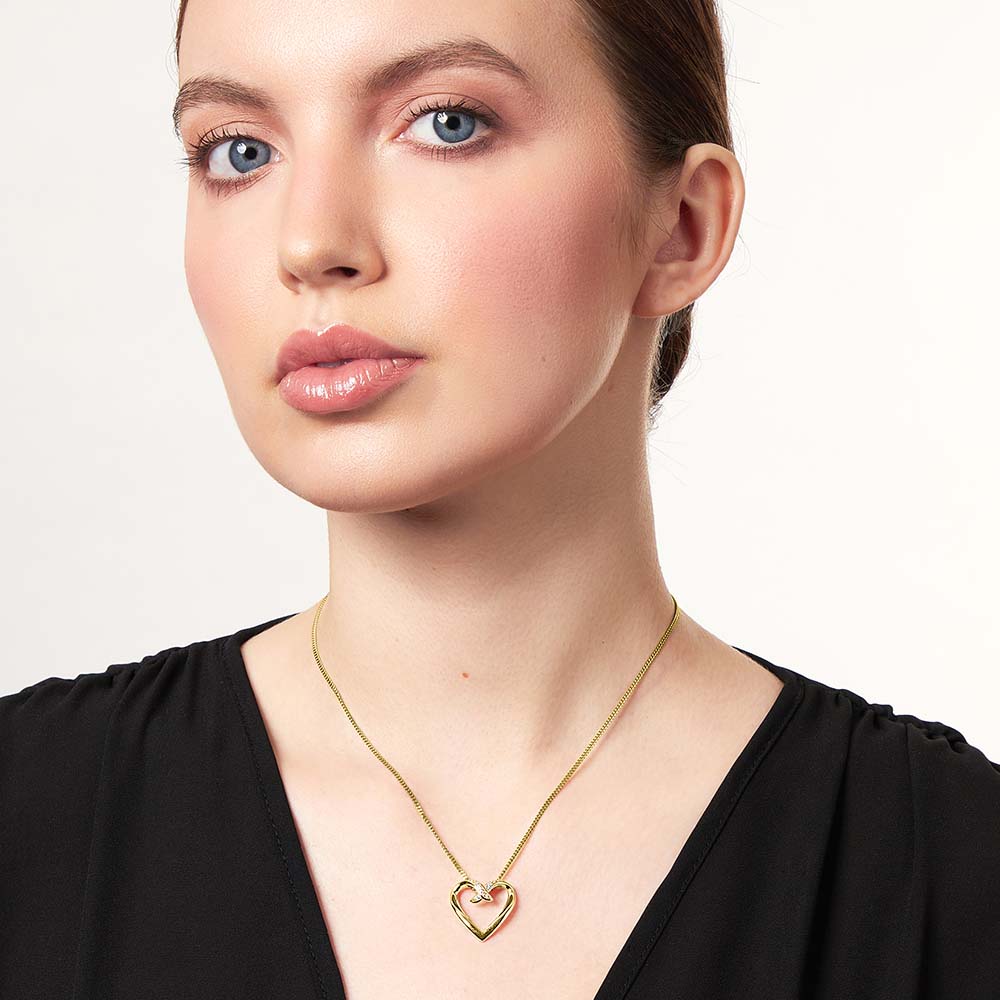 Gold Vermeil Overlapping CZ Heart Pendant