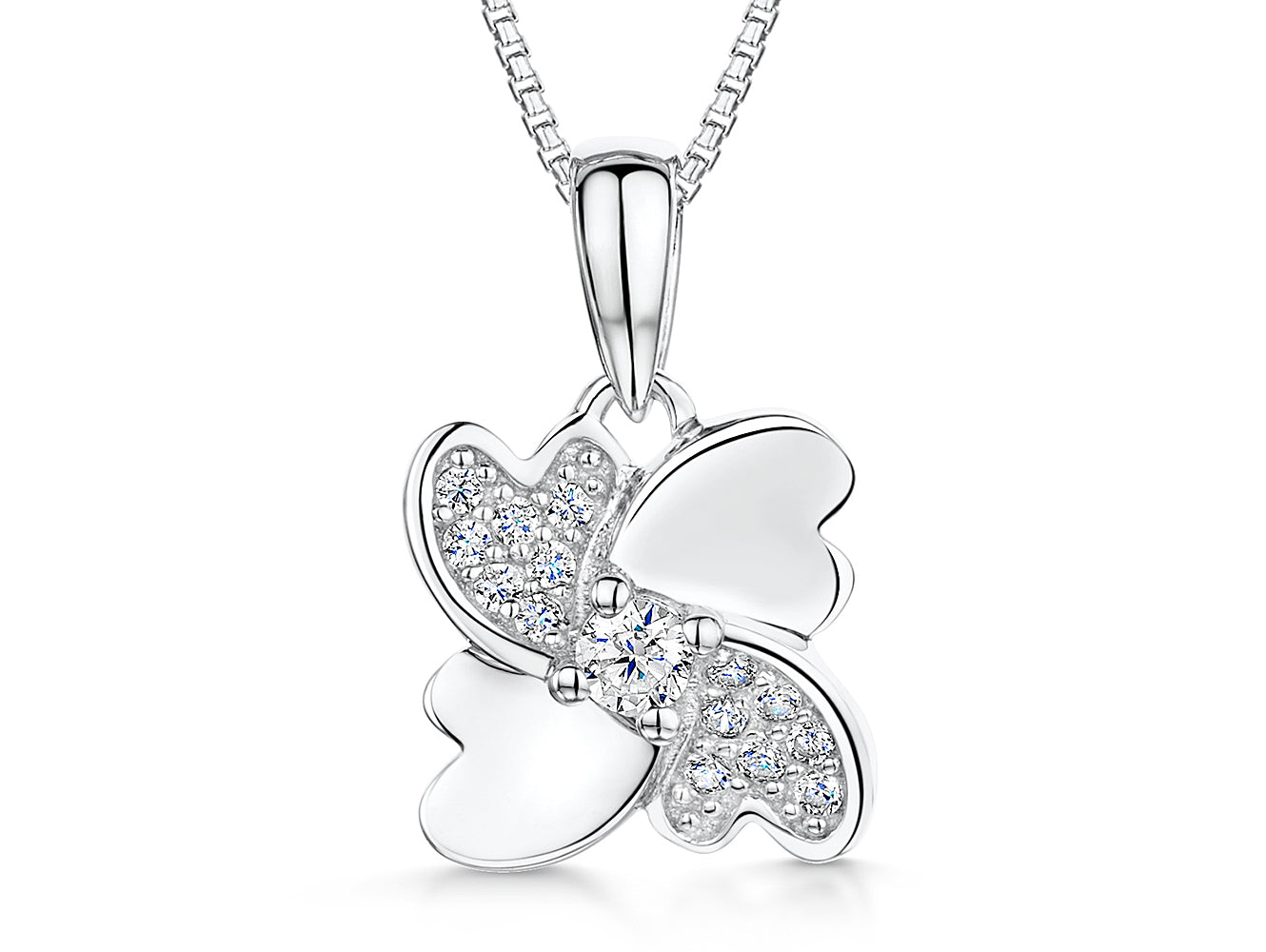 Sterling Silver Interwoven Hearts Pendant