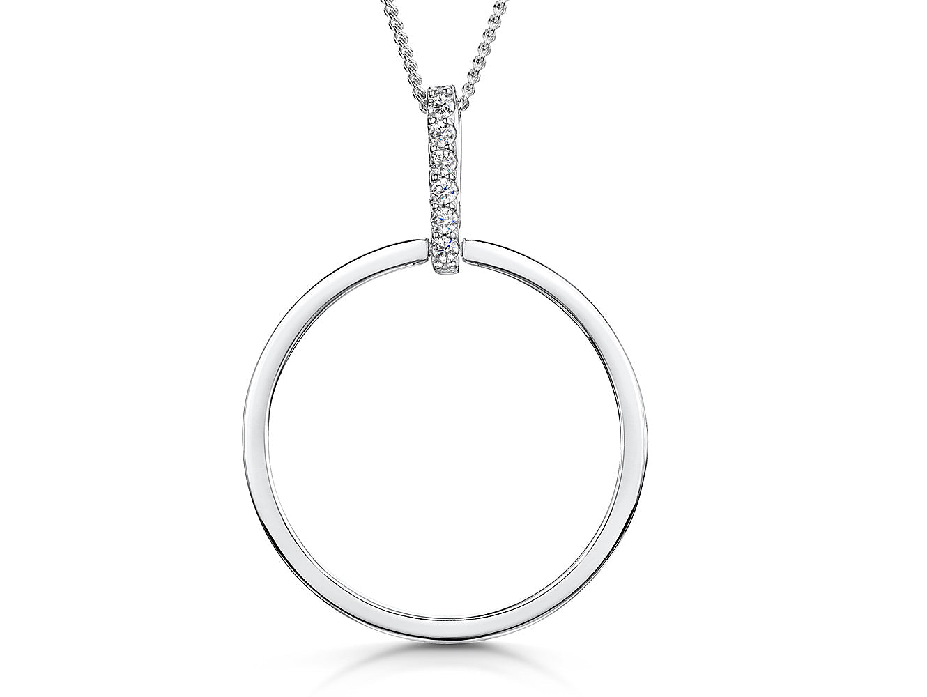 Sterling Silver Open Circle Pendant With Zirconia