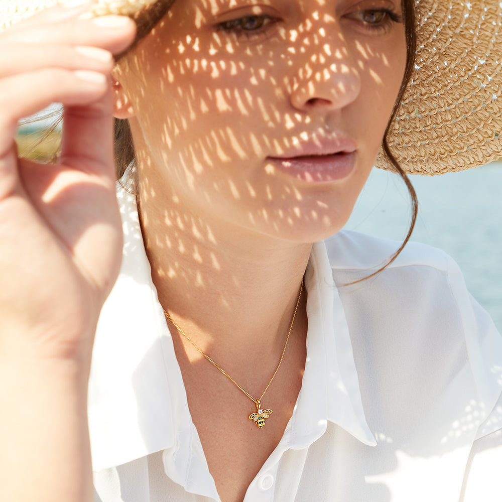 18ct Gold Vermeil Honeybee Pendant Necklace