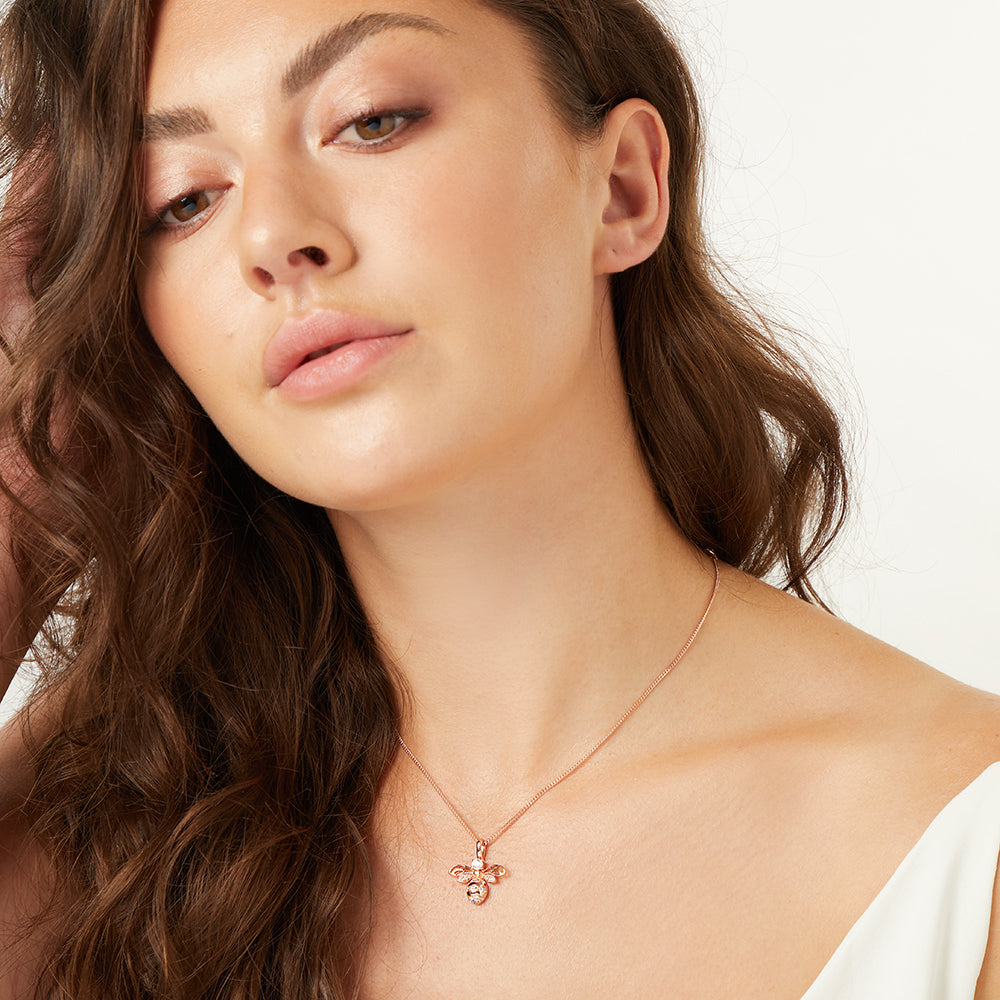 18ct Rose Gold Vermeil Large Bumble Bee Necklace