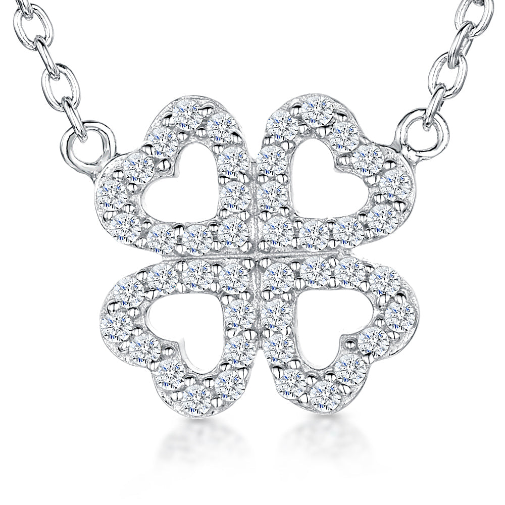 Sterling Silver Pendant With Four Cubic Zirconia Hearts