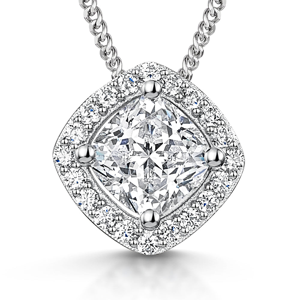 Sterling Silver 1.25ct Halo Pendant