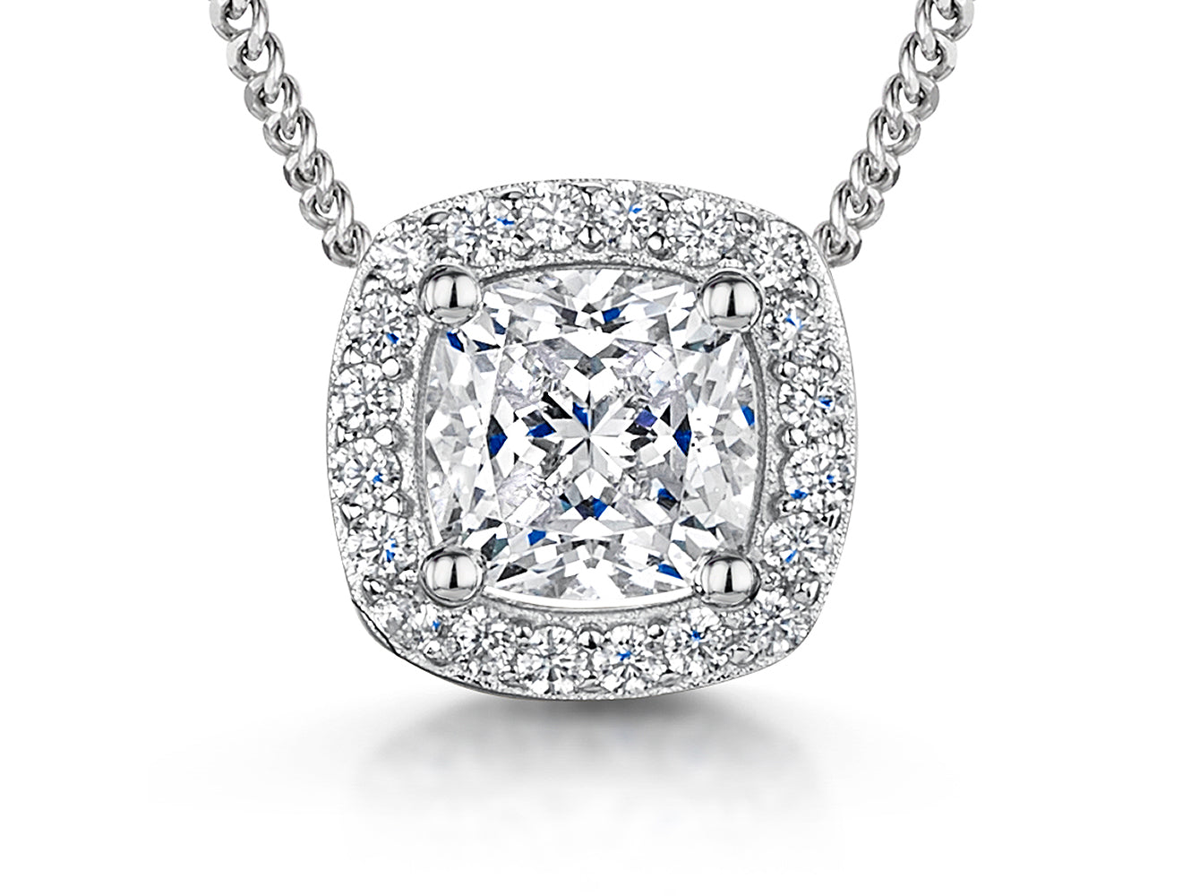 Sterling Silver 1.25ct Halo Pendant