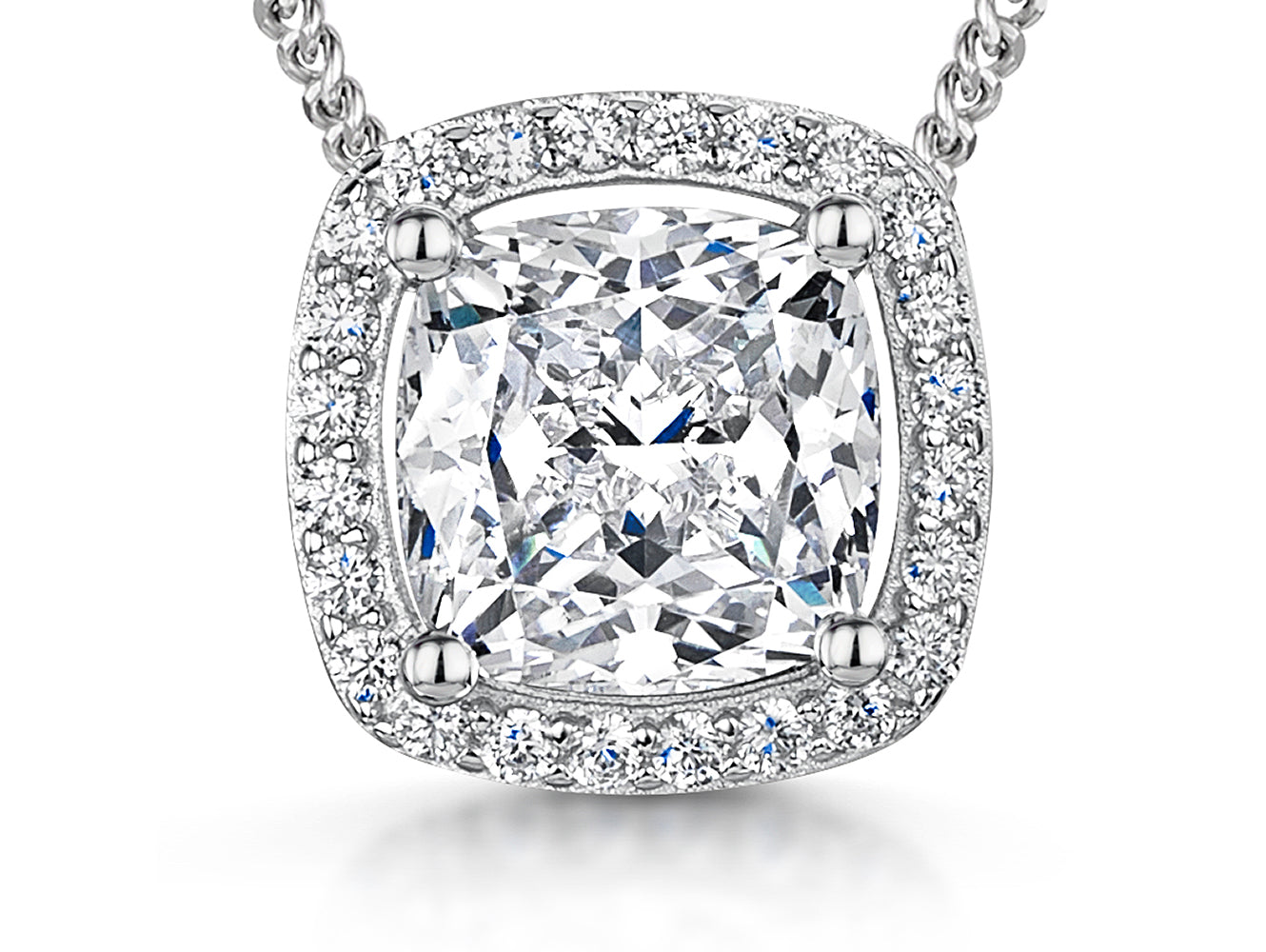 Sterling Silver 3 Carat Halo Pendant
