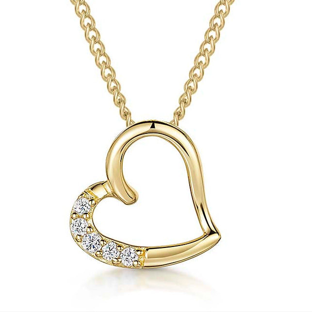 Small Gold Vermeil Offset Heart Necklace