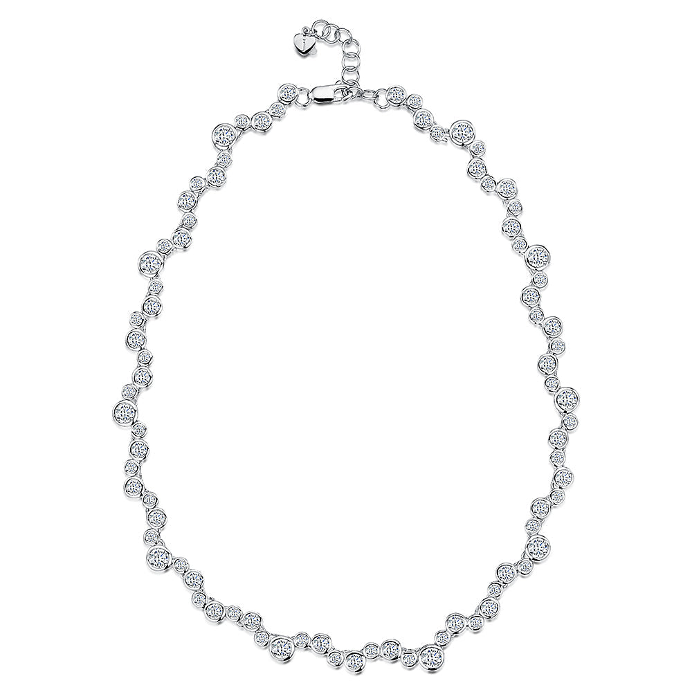 Sterling Silver Cubic Zirconia Bubble Full Necklace